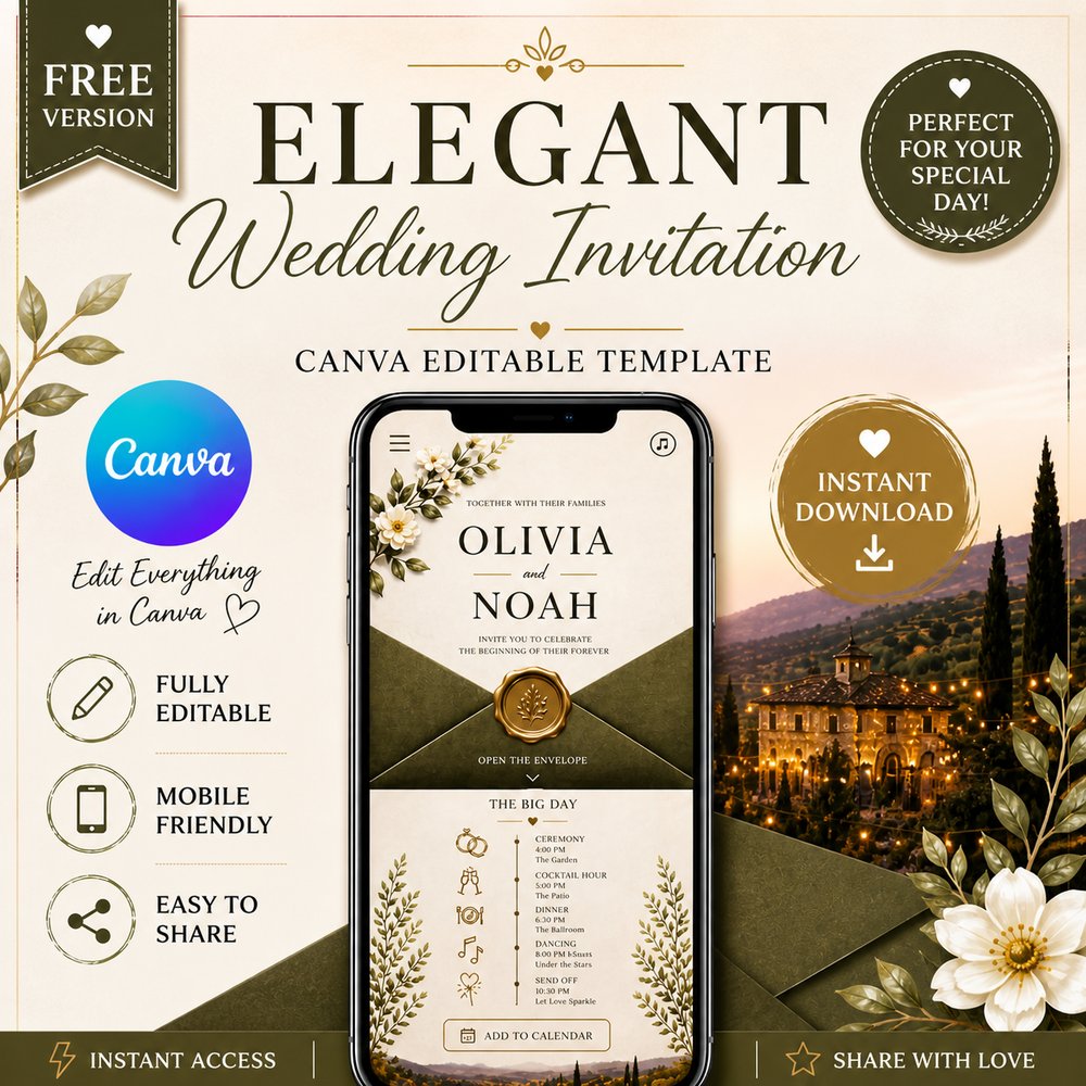 Elegant Envelope Wedding Invitation Template preview